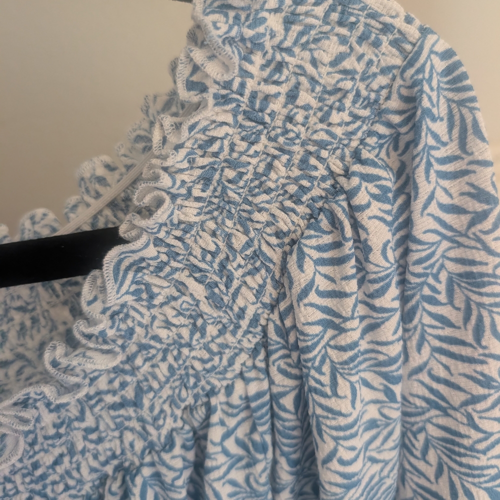 MELLODAY Blue Leaf Print Top - Picture 8 of 8